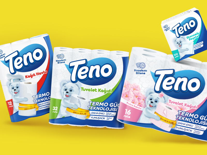 teno temizlik kağıtlarının görüntüsü, peçete, tuvalet kağıdı ve rulo havusu